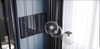 Яркий дизайн кухни-гостиной