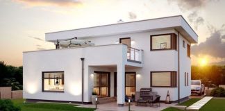 Двухэтажный дом с плоской крышей