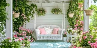 Садовые качели в ландшафтном дизайне